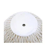 LuxenHome White with Gold V-Pattern Polyresin 12-Inch Round Planter