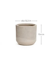 LuxenHome Tan -Inch Tall Round MgO Planter