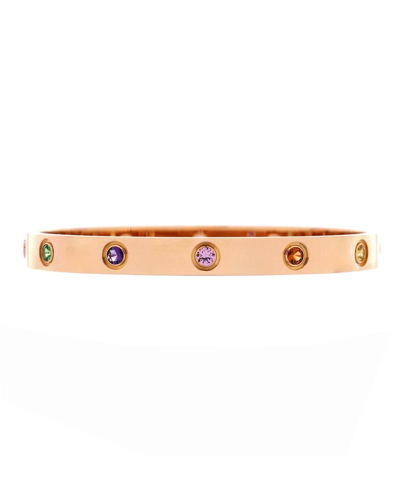 Pre-Owned Cartier Love 10 Stone Bracelet 18K Rose Gold with Garnet, Amethyst and Sapphire