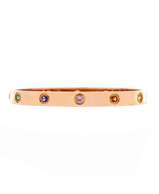 Pre-Owned Cartier Love 10 Stone Bracelet 18K Rose Gold with Garnet, Amethyst and Sapphire