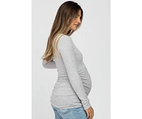 Pinkblush Maternity Heather Grey Soft Knit Ruched Top