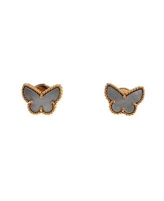 Pre-Owned Van Cleef & Arpels Sweet Alhambra Butterfly Stud Earrings 18K Gold and Mother of Pearl