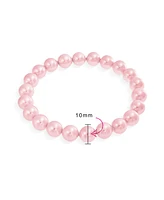 Bling Jewelry Fashion Stackable Stretch Bracelet with White Simulated Pearl 10MM Round Beads