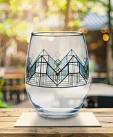 Frank Lloyd Wright Lake Geneva Tulip Stemless Wine Glasses, Set of 4