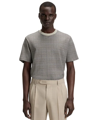 Boss by Hugo Men's Grid Pattern Mercerized-Cotton T-Shirt