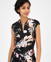 Connected Petite Floral Scuba Crepe Sheath Dress