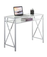 Convenience Concepts Oxford Chrome 42 inch Desk with Shelf