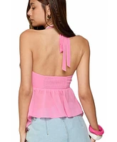 Edikted Women's Sequin Chiffon Split Front Top