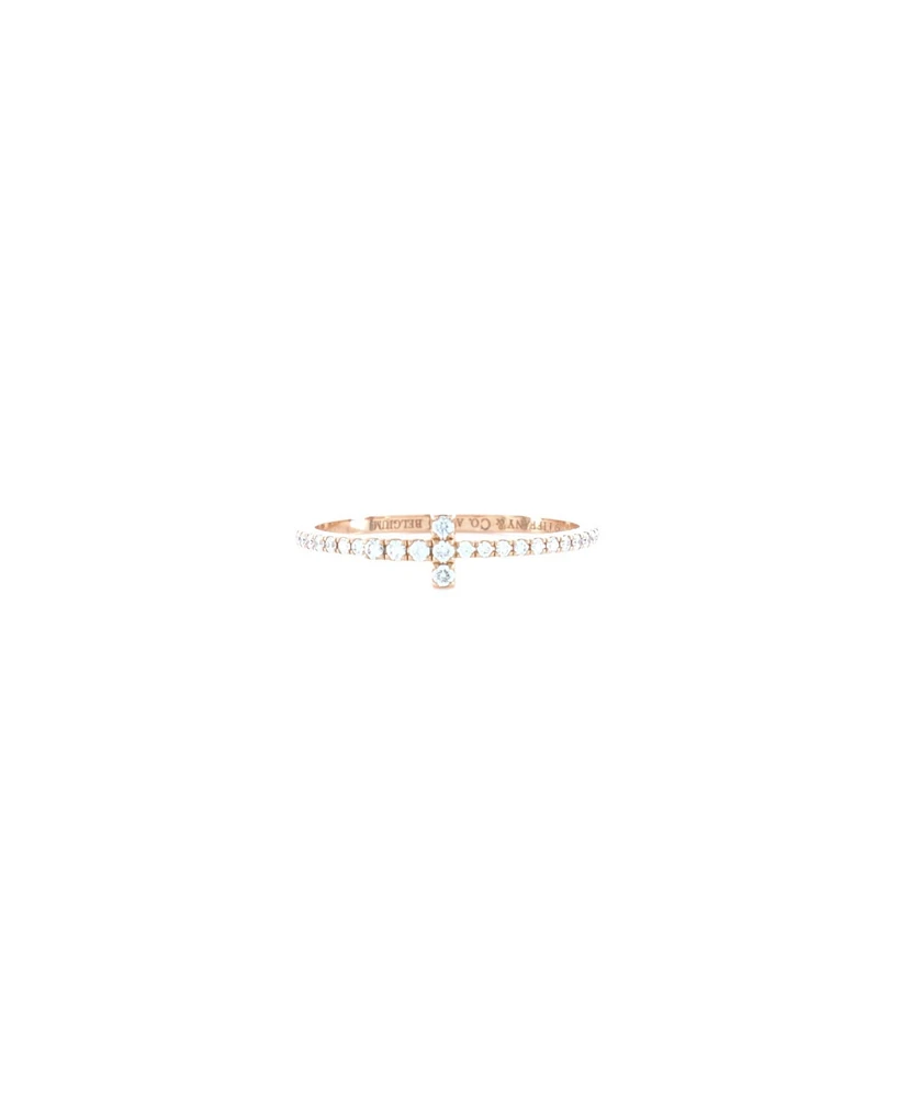 Pre-Owned Tiffany & Co. T Wire Ring 18K Rose Gold with Pave Diamonds