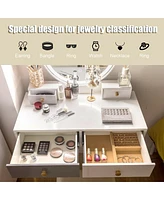Makeup Dressing Table with 4 Drawers and Lighted Mirror