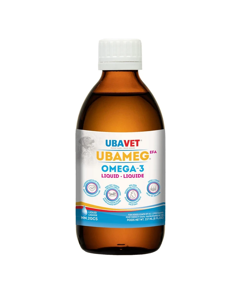 Ubavet Ubameg Omega-3 Fatty Acid Liquid for Dogs & Cats – (8 fl oz / 237ml)