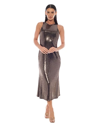 Bebe Women's Split Disco Dot A-Line Maxi Dress