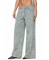 Edikted Women's Blaze Distressed Low Rise Jeans