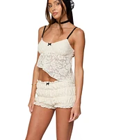Edikted Women's Este Asymmetric Textured Lace Top