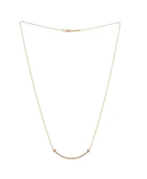 Pre-Owned Tiffany & Co. Small T Smile Pendant Necklace 18K Gold and Diamonds