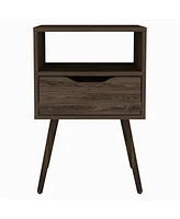 One Drawer Faux Wood Nightstand For Bedside Organization