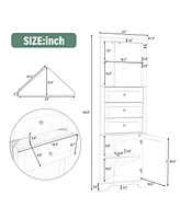 Casainc 68.9"H Triangle Tall Cabinet with 3 Drawers and Adjustable Shelves for Bathroom/Living Room