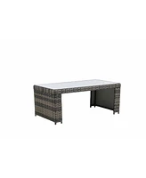 6-Piece Outdoor Patio Sectional Sofa Set with Glass Table