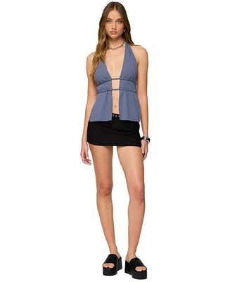 Edikted Women's Nikole Split Front Backless Halter Top