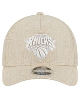 New Era Men's Tan New York Knicks Injection Woven A-Frame 9FORTY Adjustable Hat