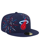 New Era Men's Navy Miami Heat Americana Fireworks 59FIFTY Fitted Hat
