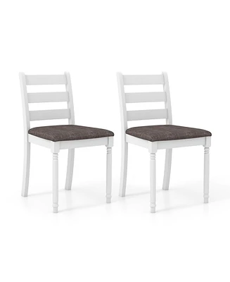 Gymax Wooden Dining Chair Set of 2 w/ Acacia Wood Legs Padded Cushion Ladder Back