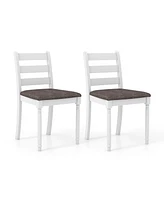 Gymax Wooden Dining Chair Set of 2 w/ Acacia Wood Legs Padded Cushion Ladder Back