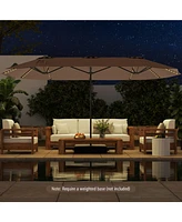 15.5 Ft Extra-Large Patio Umbrella with Led Solar Lights and Crank Handle