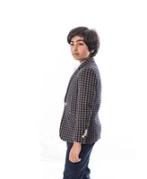 Elie Balleh Toddler Navy Slim Fit Plaid Blazer