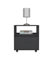 One Drawer Faux Wood Nightstand for Bedroom Storage and Bedside Table