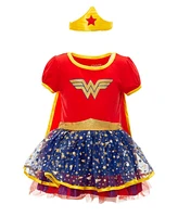 Justice League Wonder Woman Girls Cosplay Tulle Costume Dress Cape and Headband Infant to Big Kid