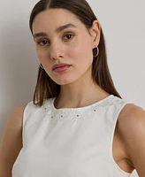 Lauren Ralph Women's Eyelet Denim Sleeveless Shift Dress