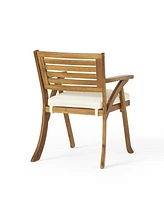 5-Piece Acacia Wood Dining Set With Cushions