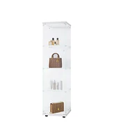 Glass Display Cabinet 4 Shelves with Door, Floor Standing Curio Bookshelf for Living Room Bedroom Office, 64.7" 16.7" 14.3" white