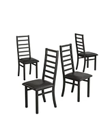 Black Pu Leather Dining Chairs Set of 4, Steel Legs