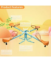 Outdoor Kids Spinning Seesaw Sit and Spin Teeter Totter， Outdoor Playground Equipment Swivel Teeter Totter for Backyard