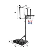 35.4 in. Transparent Backboard 6.2 ft. x 8.5 ft. Basketball Hoop Basketball System with Adjustable Height and Wheels
