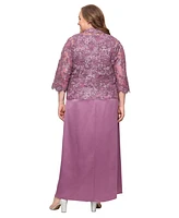Alex Evenings Plus Stretch Tulle 3/4-Sleeve Jacket Dress
