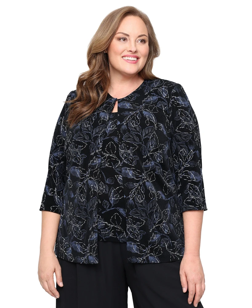 Alex Evenings Plus 2-Pc. 3/4-Sleeve Jacket & Top Set
