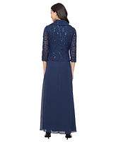 Alex Evenings Women's 3/4-Sleeve Lace A-Line Dress