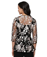 Alex Evenings Women's Printed Tulle Jacket & Top Set