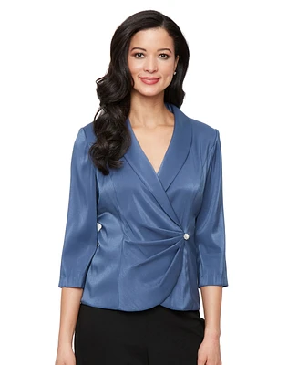 Alex Evenings Women's Structured Shawl-Collar Blouse
