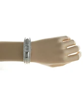 Peugeot Women's Silver-Tone Crystal Accented Cuff Bangle Fashion Watch