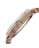 Peugeot Women's 40mm Rose Gold Boyfriend Bracelet Watch with Crystal Bezel