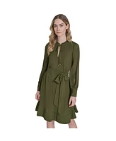 Eliza J Women's Solid-Color Pleated Chiffon Tie-Belt Dress
