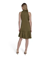 Vince Camuto Women's Satin Ruffled A-Line Halter Dress