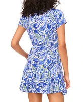Msk Women's Printed Jersey Short Fit & Flare Dress