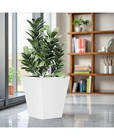 22" Metal Tapered Planter - Burnished White