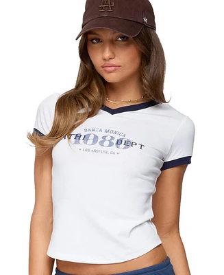 Edikted Women's Santa Monica V Neck T Shirt
