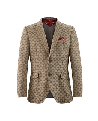 Elie Balleh Boys Brown Slim Fit Logo Blazer
